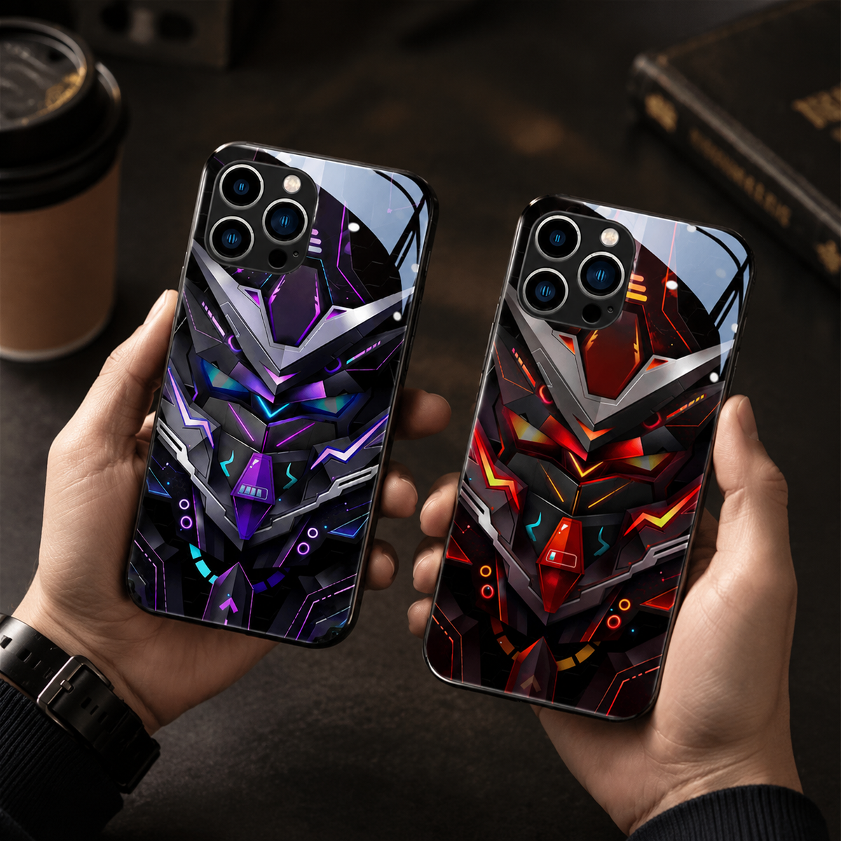 Premium iPhone Case MagSafe Compatible LED Notification Light Shockproof Mecha Cover with Camera Lens Protection Ultra-Thin Lightweight Design