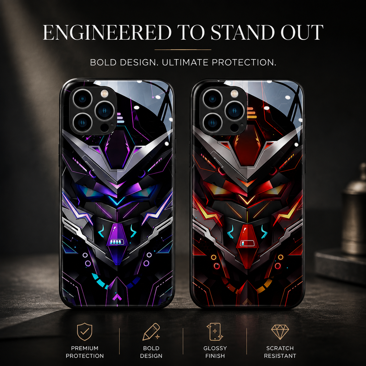Premium iPhone Case MagSafe Compatible LED Notification Light Shockproof Mecha Cover with Camera Lens Protection Ultra-Thin Lightweight Design