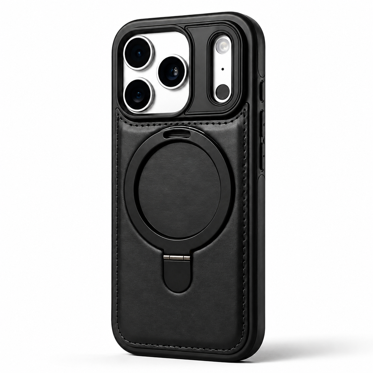 Premium iPhone Case MagSafe Compatible Leather Kickstand Shockproof Protective Cover Slim Business Retro Full Coverage Invisible Stand