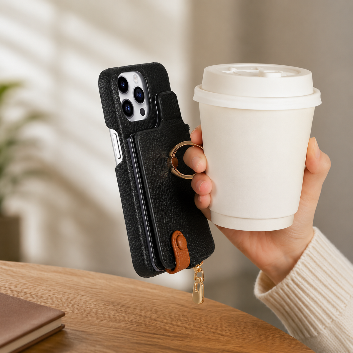Premium iPhone Case MagSafe Compatible Leather Zipper Wallet Card Holder Ring Kickstand Magnetic Closure Shockproof Protection Camera Lens Slim Design