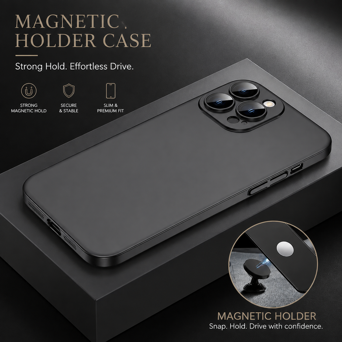 Premium iPhone Case MagSafe Compatible Magnetic Car Mount Matte Shockproof Protective Cover Ultra Thin Slim Design for Everyday Protection