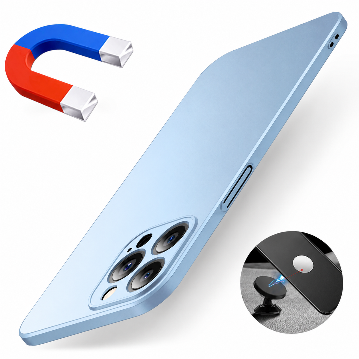 Premium iPhone Case MagSafe Compatible Magnetic Car Mount Matte Shockproof Protective Cover Ultra Thin Slim Design for Everyday Protection