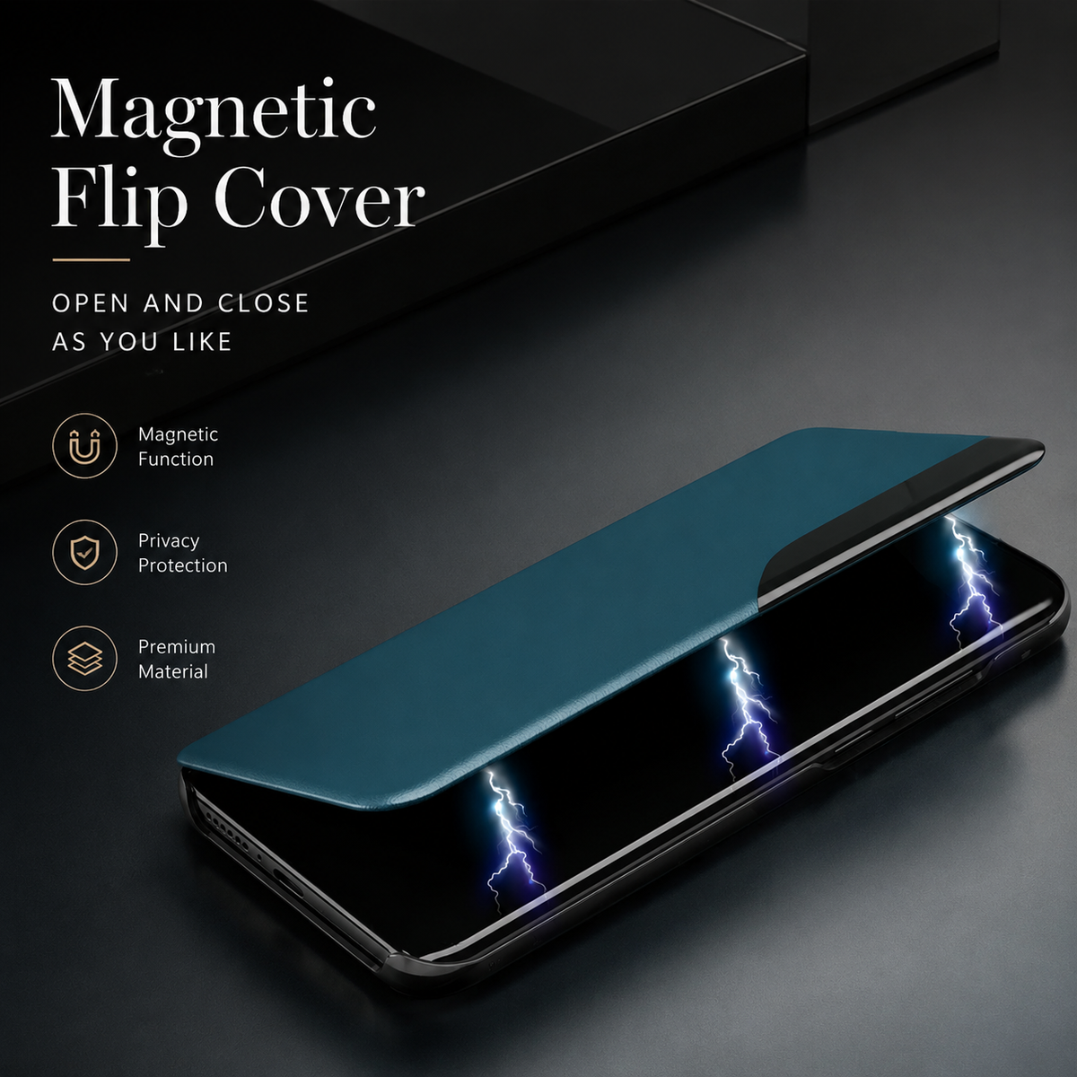Premium iPhone Case MagSafe Compatible Magnetic Flip Wallet Cover PU Leather Card Holder Kickstand Shockproof Protection Camera Lens Guard Slim Design