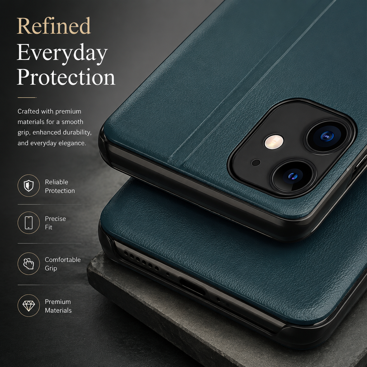 Premium iPhone Case MagSafe Compatible Magnetic Flip Wallet Cover PU Leather Card Holder Kickstand Shockproof Protection Camera Lens Guard Slim Design