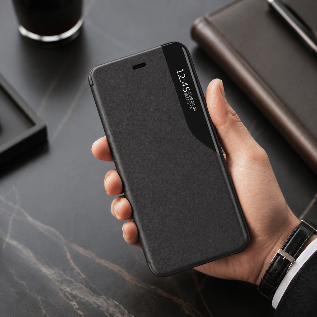 Premium iPhone Case MagSafe Compatible Magnetic Flip Wallet Cover PU Leather Card Holder Kickstand Shockproof Protection Camera Lens Guard Slim Design