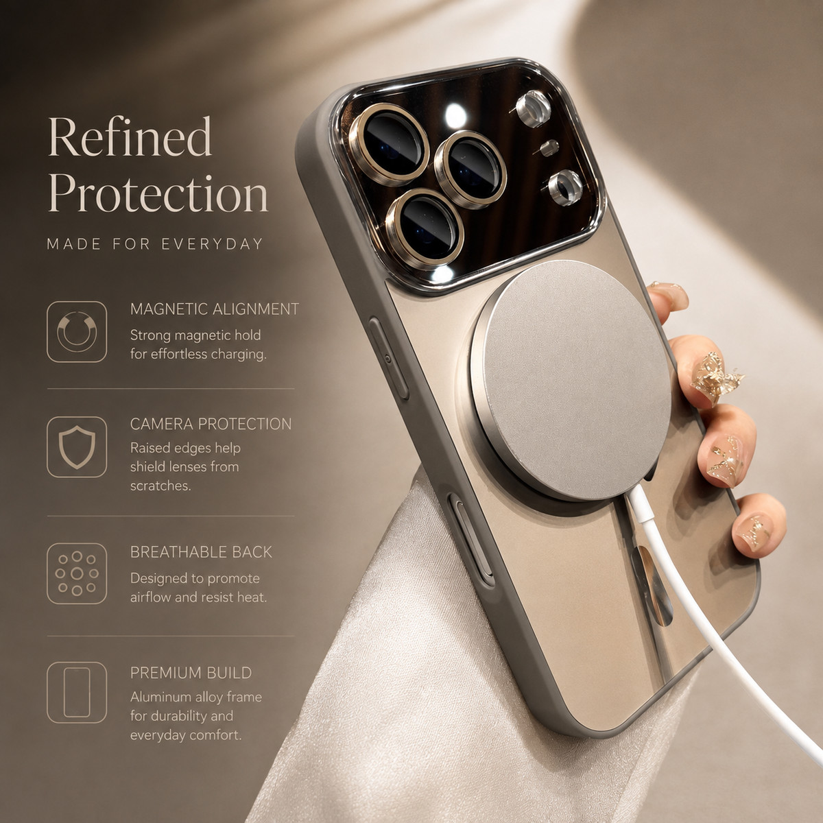 Premium iPhone Case MagSafe Compatible Magnetic Matte Glass Camera Protection Shockproof PC TPU Anti Fingerprint Slim Wireless Charging Cover