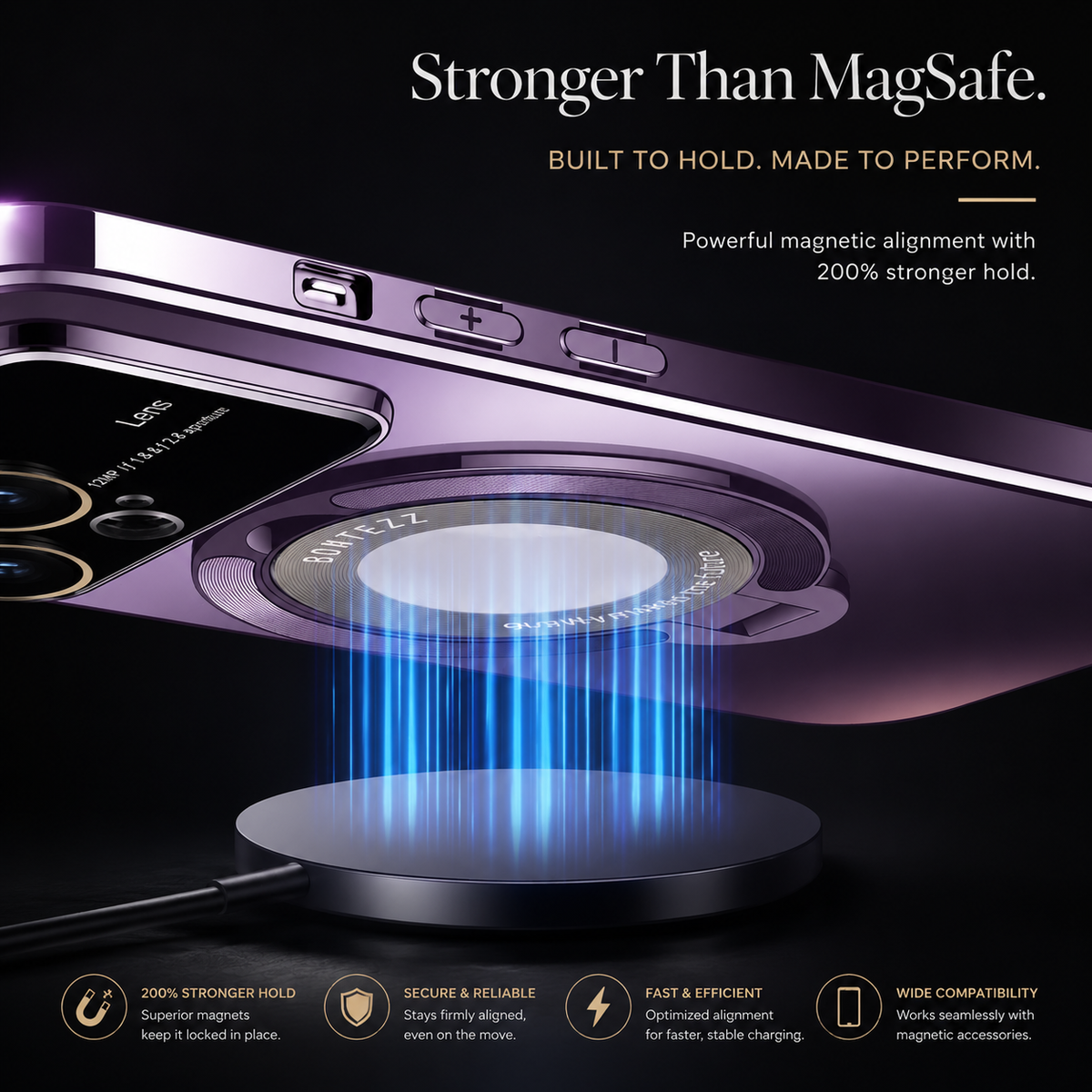 Premium iPhone Case MagSafe Compatible Matte Ring Stand Shockproof Protective Cover Hard PC Camera Lens Protection Ultra Thin Slim Design
