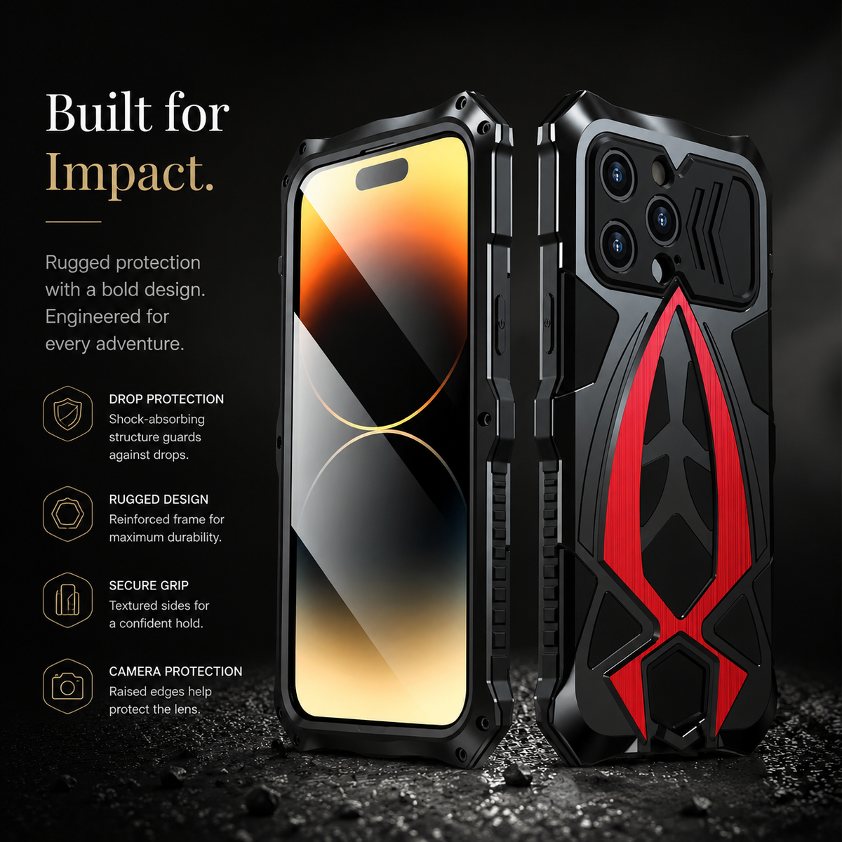 Premium iPhone Case MagSafe Compatible Metal Armor Frame Shockproof TPU Interior Camera Guard Ultra Thin Magnetic Protective Cover Full Protection