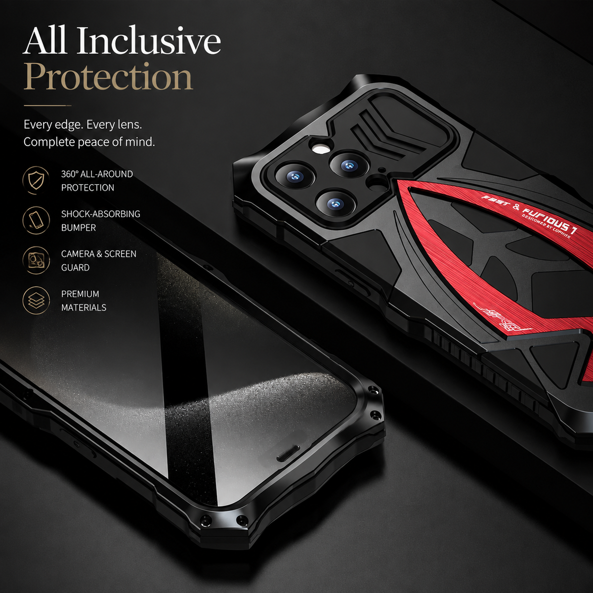 Premium iPhone Case MagSafe Compatible Metal Armor Frame Shockproof TPU Interior Camera Guard Ultra Thin Magnetic Protective Cover Full Protection