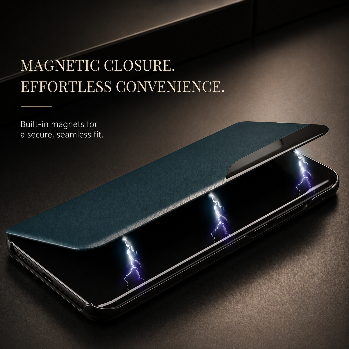 Premium iPhone Case MagSafe Compatible PU Leather Flip Wallet Card Holder Kickstand Magnetic Closure Shockproof Full Body Protection Cover
