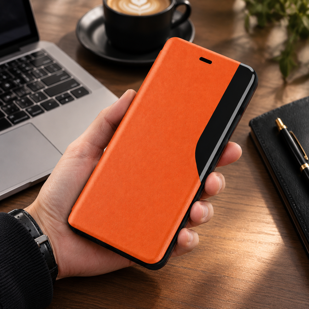 Premium iPhone Case MagSafe Compatible PU Leather Flip Wallet Card Holder Kickstand Magnetic Closure Shockproof Full Body Protection Cover