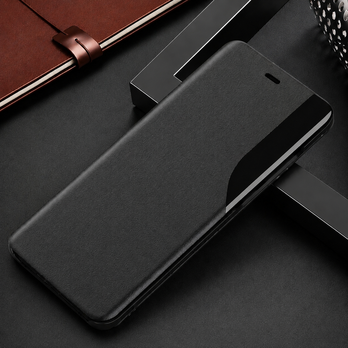 Premium iPhone Case MagSafe Compatible PU Leather Flip Wallet Card Holder Kickstand Magnetic Closure Shockproof Full Body Protection Cover