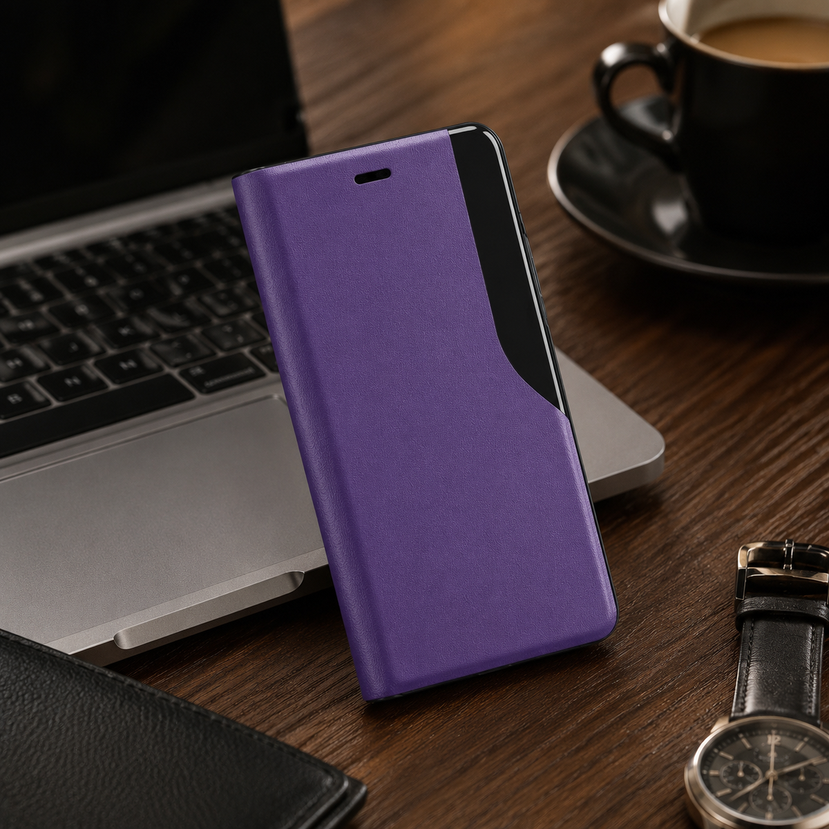 Premium iPhone Case MagSafe Compatible PU Leather Flip Wallet Card Holder Kickstand Magnetic Closure Shockproof Full Body Protection Cover