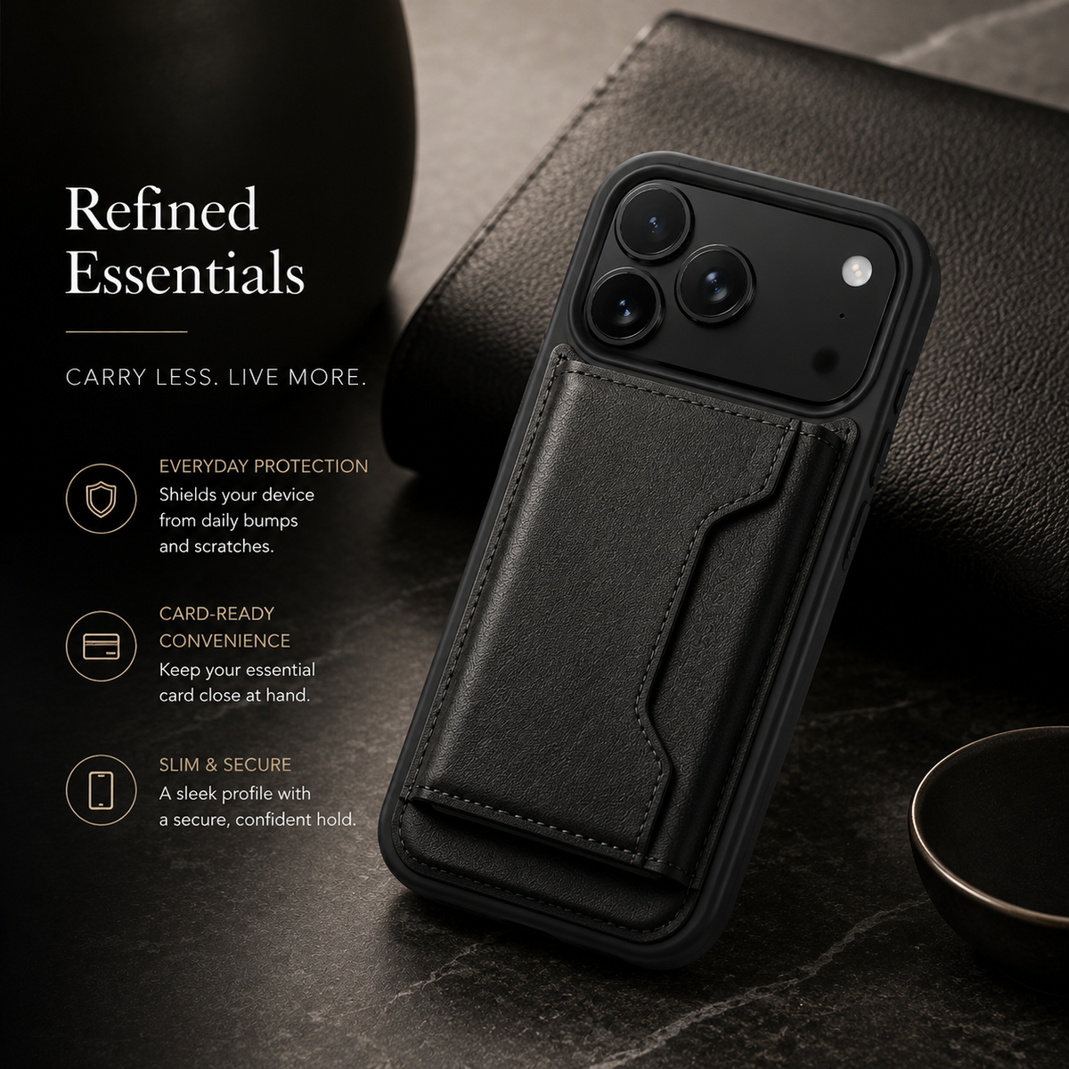 Premium iPhone Case MagSafe Compatible PU Leather Wallet Card Holder Shockproof TPU PC Magnetic Anti Scratch Anti Fingerprint Non Slip Slim Cover Case