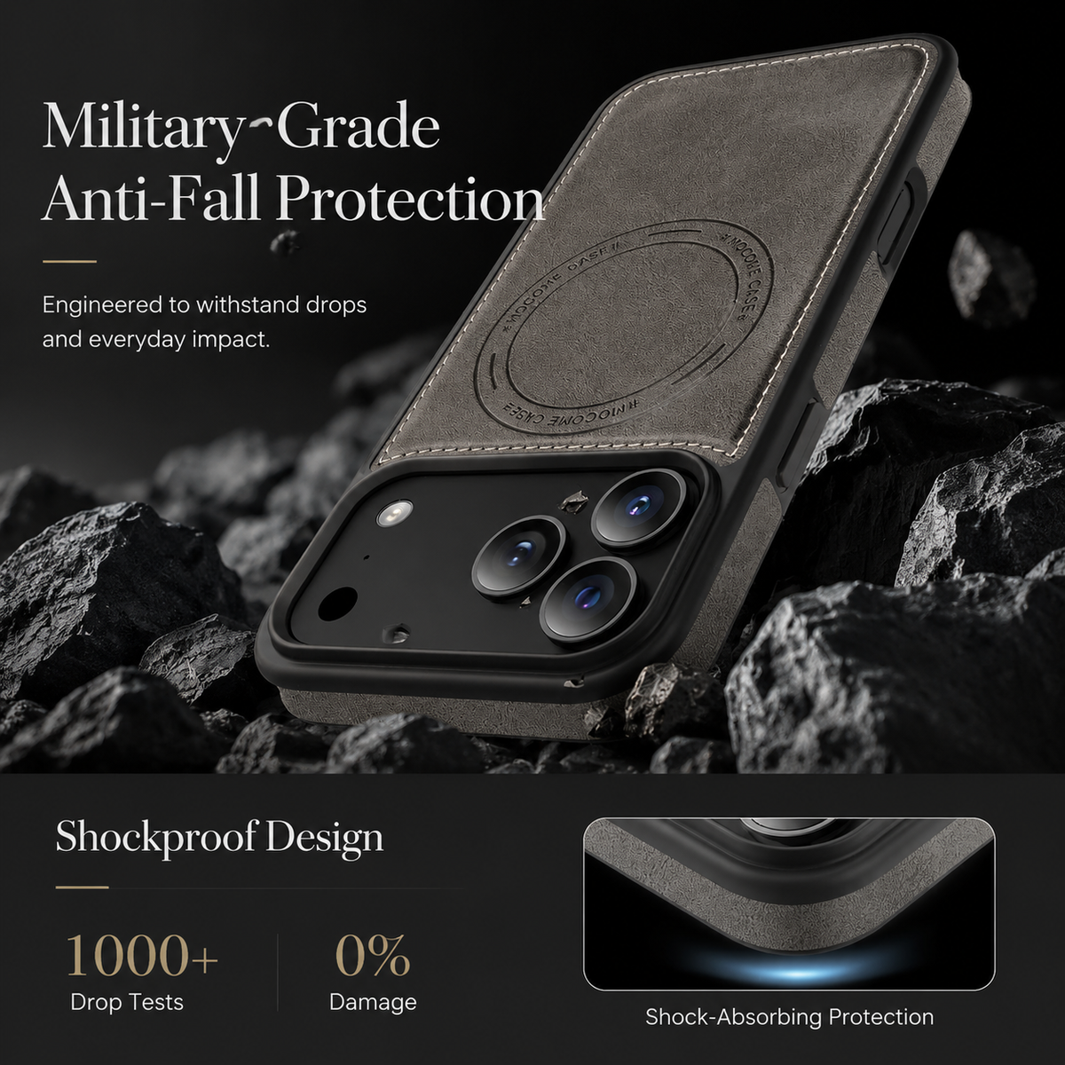 Premium iPhone Case MagSafe Compatible PU Leather Wallet Card Holder Shockproof TPU PC Magnetic Anti Scratch Anti Fingerprint Non Slip Slim Cover Case