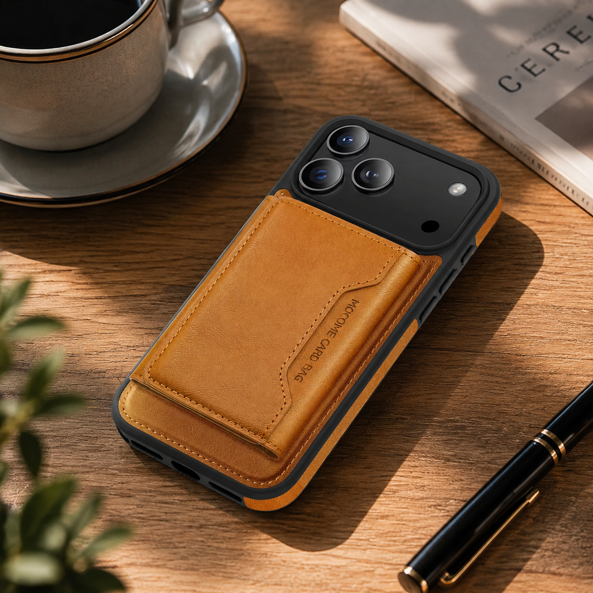 Premium iPhone Case MagSafe Compatible PU Leather Wallet Card Holder Shockproof TPU PC Magnetic Anti Scratch Anti Fingerprint Non Slip Slim Cover Case