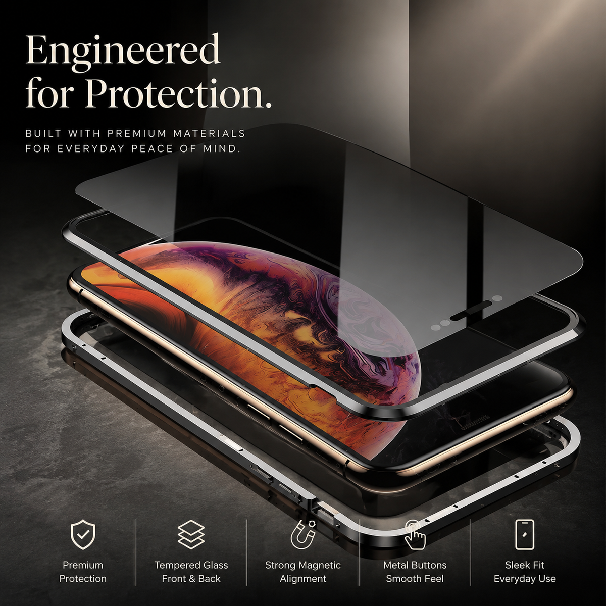Premium iPhone Case MagSafe Compatible Privacy Screen Tempered Glass Shockproof 360 Full Body Camera Lens Protection Slim Design Anti Scratch