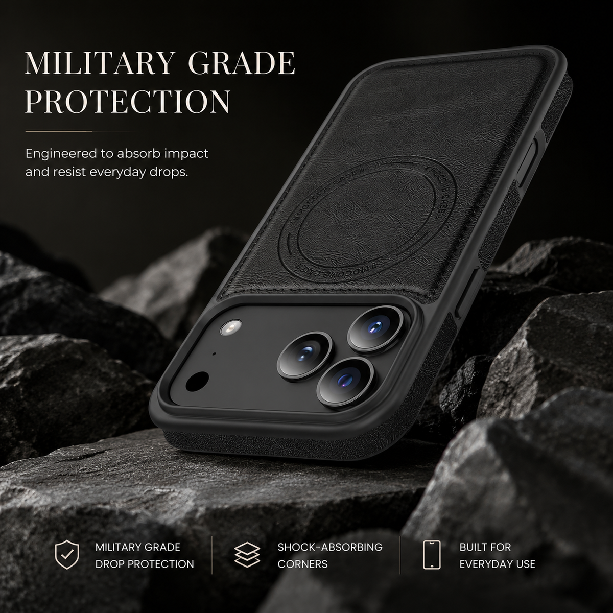 Premium iPhone Case MagSafe Compatible RFID Blocking Leather Wallet Card Holder Shockproof Anti Scratch Anti Fingerprint Secure Storage Slim Protective Cover