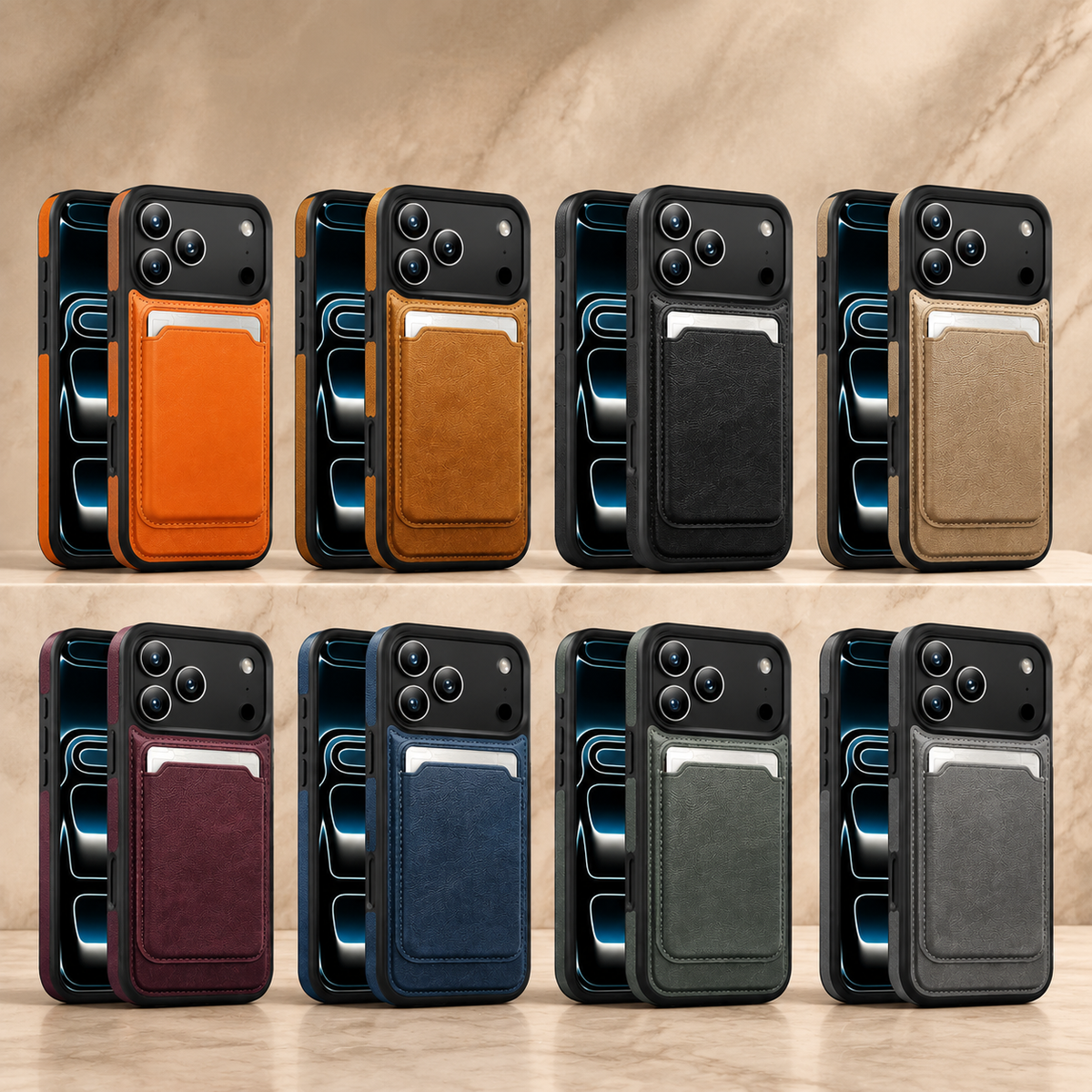Premium iPhone Case MagSafe Compatible RFID Blocking Leather Wallet Card Holder Shockproof Anti Scratch Anti Fingerprint Secure Storage Slim Protective Cover