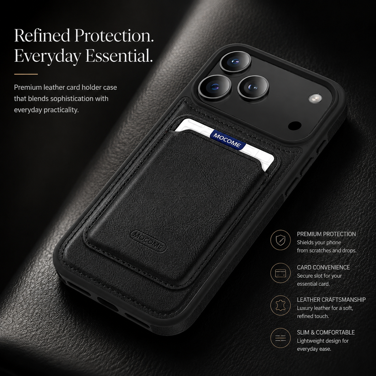 Premium iPhone Case MagSafe Compatible RFID Blocking Leather Wallet Card Holder Shockproof Anti Scratch Anti Fingerprint Secure Storage Slim Protective Cover