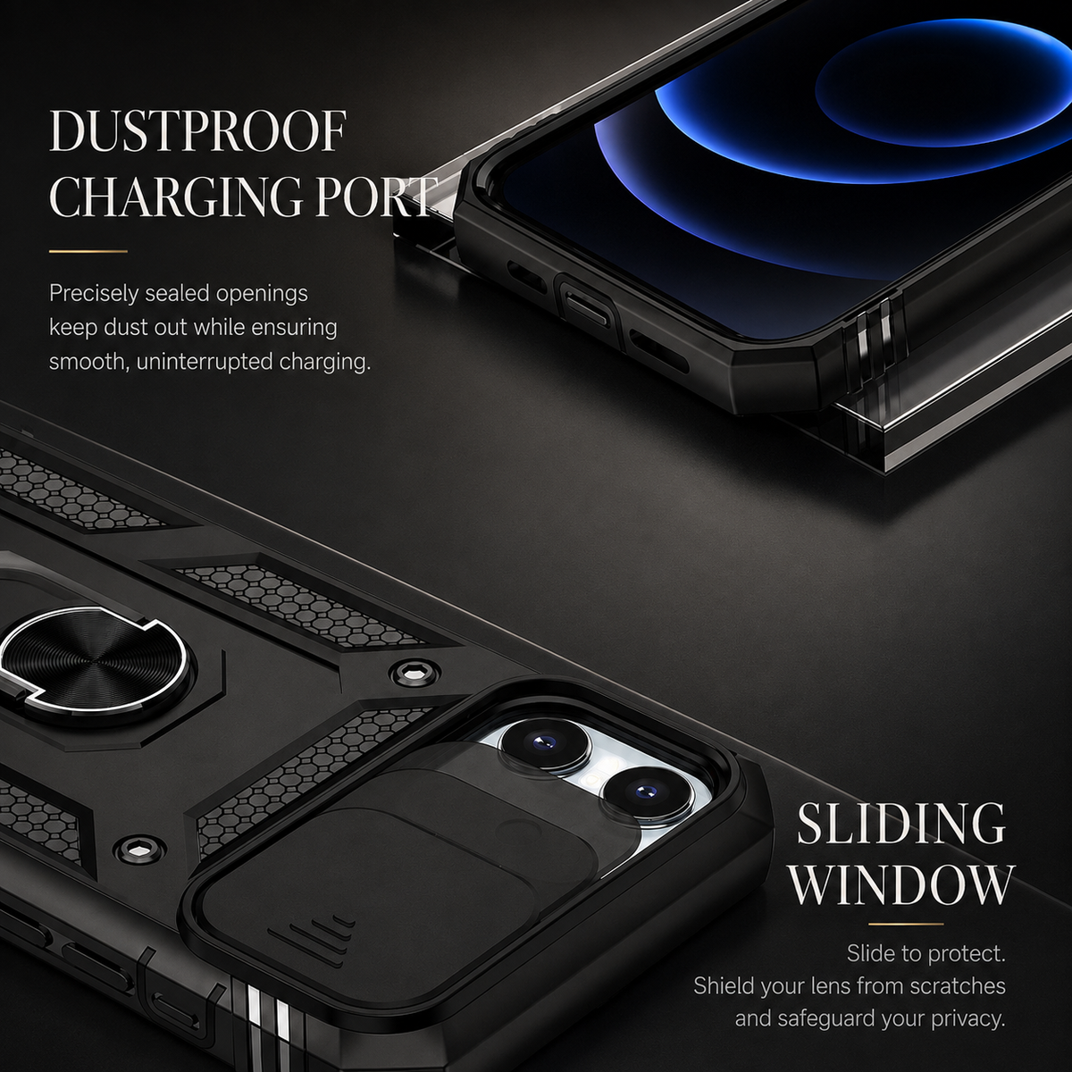 Premium iPhone Case MagSafe Compatible Rugged Armor Card Holder Kickstand Shockproof Cover 360° Rotating Stand Full Protection Anti Slip Heavy Duty Design
