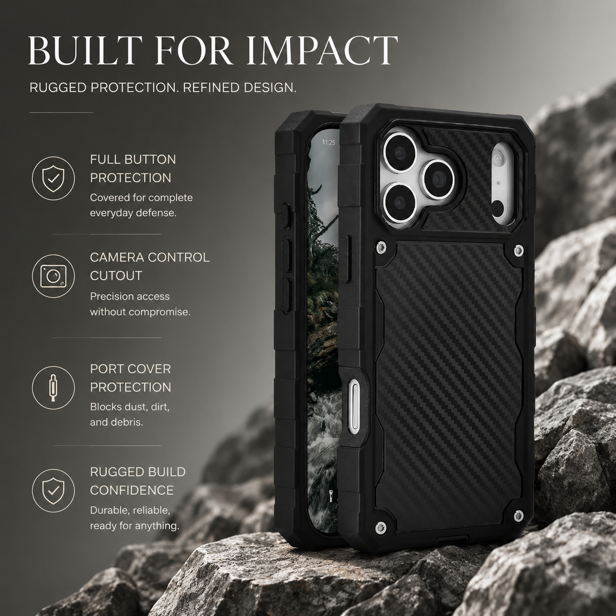 Premium iPhone Case MagSafe Compatible Rugged Heavy Duty Shockproof Cover Anti-Slip Grip Military Grade Drop Protection Slim Durable Protective Design
