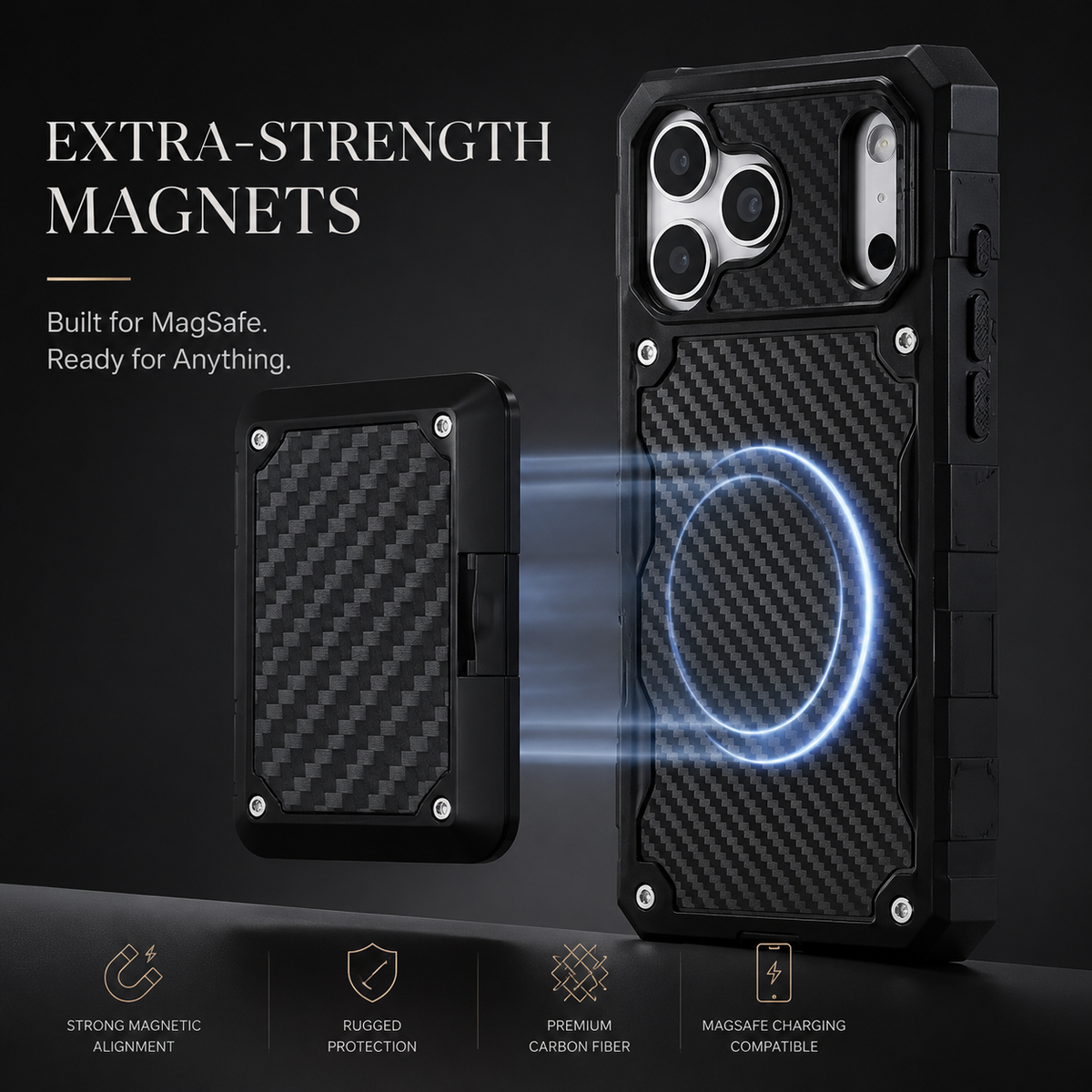 Premium iPhone Case MagSafe Compatible Rugged Heavy Duty Shockproof Cover Anti-Slip Grip Military Grade Drop Protection Slim Durable Protective Design