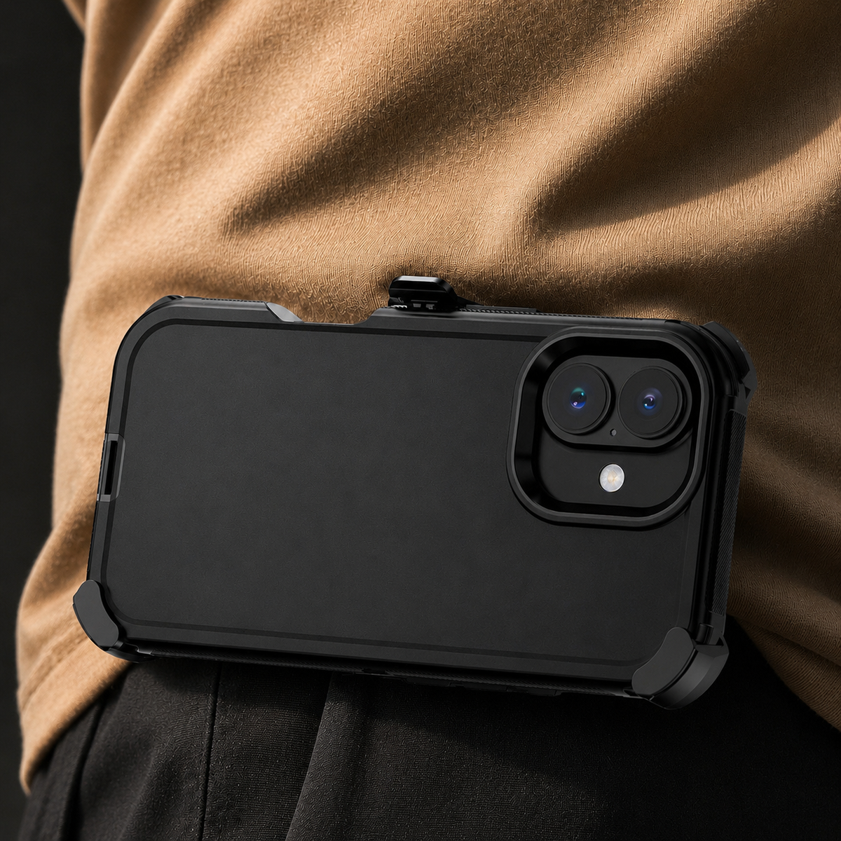 Premium iPhone Case MagSafe Compatible Rugged Holster Cover 3 Layer Shockproof Armor Belt Clip Kickstand Anti-Slip Grip Full Protection Design Durable