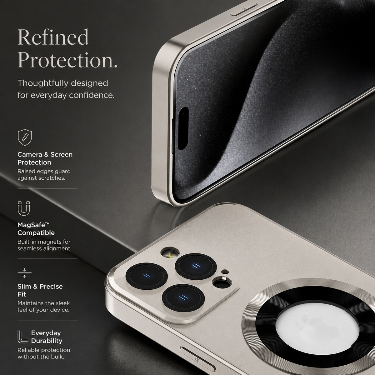 Premium iPhone Case MagSafe Compatible Shockproof Glass Back Cover Camera Protection Slim Magnetic Anti Fingerprint Raised Edge Protective Case