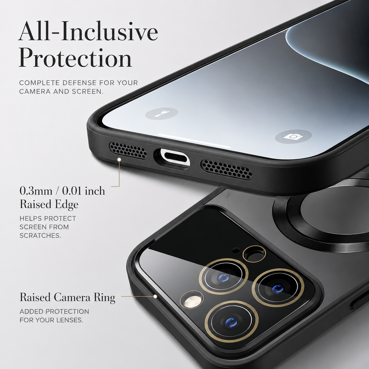 Premium iPhone Case MagSafe Compatible Shockproof Glass Back Cover Camera Protection Slim Magnetic Anti Fingerprint Raised Edge Protective Case