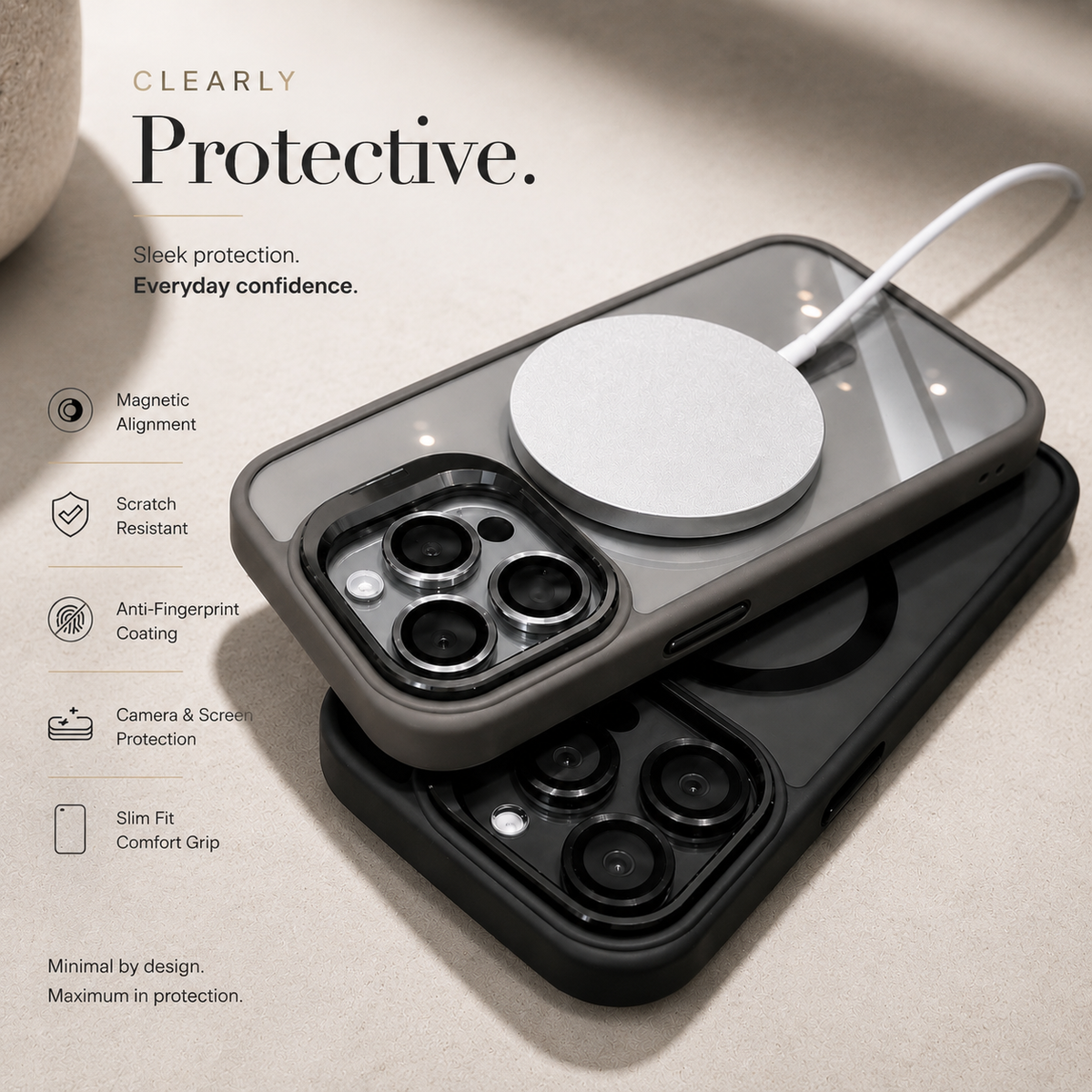 Premium iPhone Case MagSafe Compatible Shockproof Magnetic Protective Cover Bumper Full Body Camera Lens Guard Anti Scratch Slim Durable Design Modern