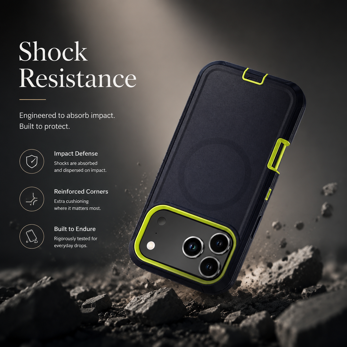 Premium iPhone Case MagSafe Compatible Shockproof PC TPU Armor Anti Slip Dual Layer Defender Heavy Duty Anti Scratch Protective Cover