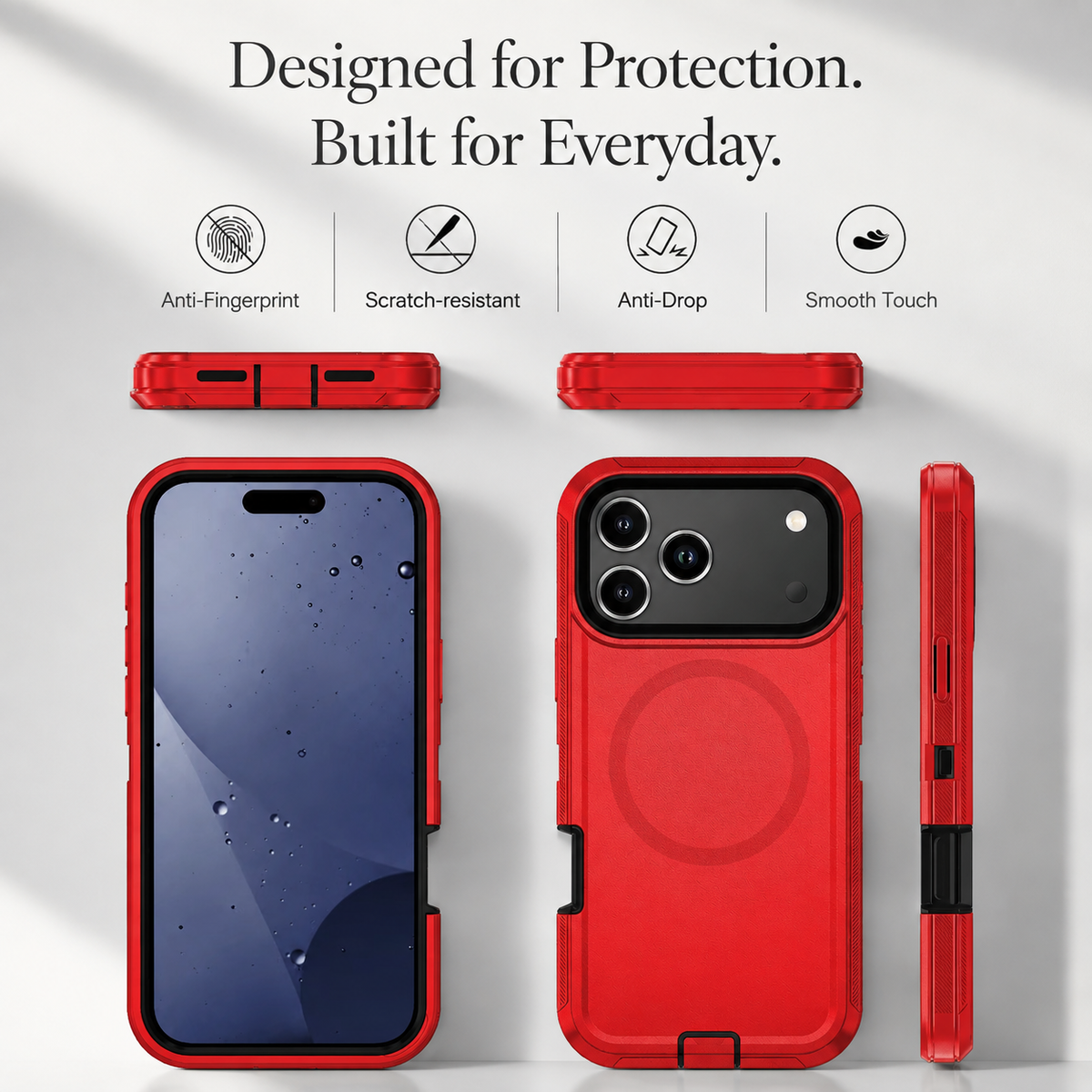 Premium iPhone Case MagSafe Compatible Shockproof PC TPU Armor Anti Slip Dual Layer Defender Heavy Duty Anti Scratch Protective Cover