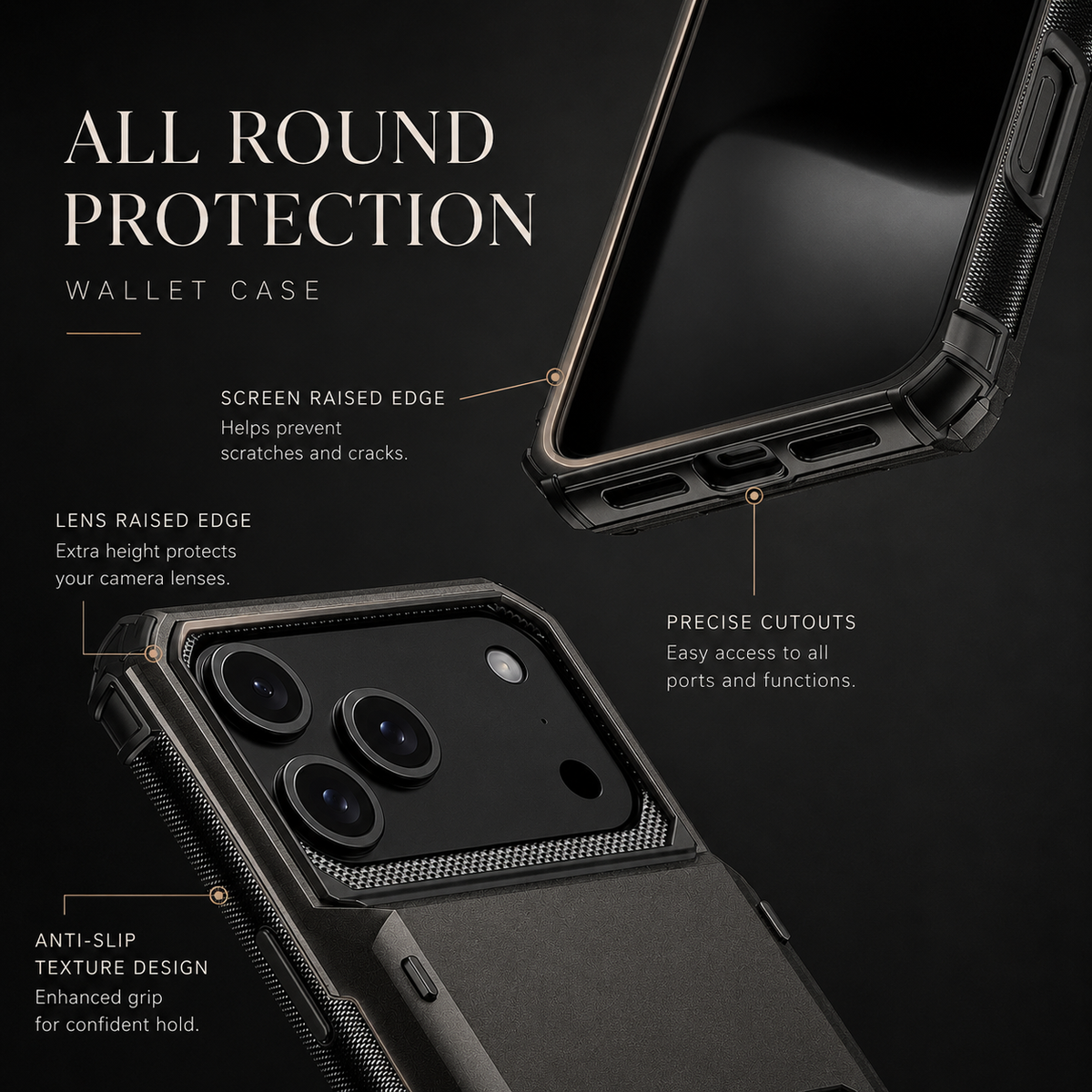 Premium iPhone Case MagSafe Compatible Slide Wallet Card Holder Armor Cover Shockproof Anti Scratch Non Slip Slim Professional Full Protection Durable