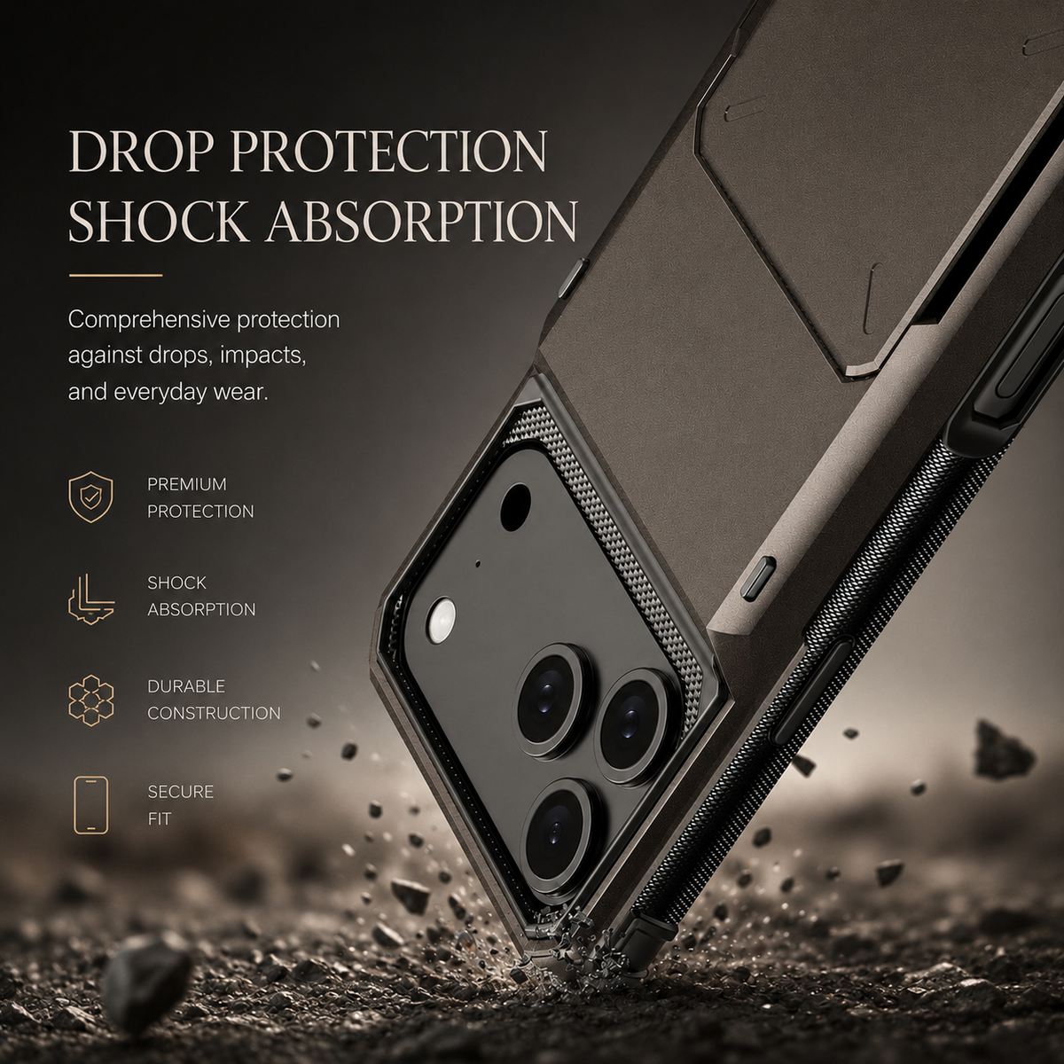 Premium iPhone Case MagSafe Compatible Slide Wallet Card Holder Armor Cover Shockproof Anti Scratch Non Slip Slim Professional Full Protection Durable