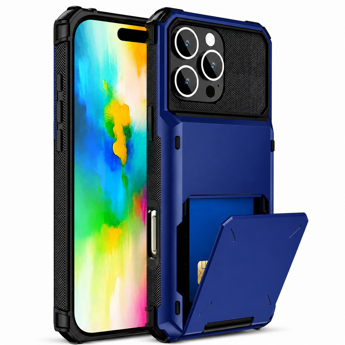 Premium iPhone Case MagSafe Compatible Slide Wallet Card Holder Armor Cover Shockproof Anti Scratch Non Slip Slim Professional Full Protection Durable