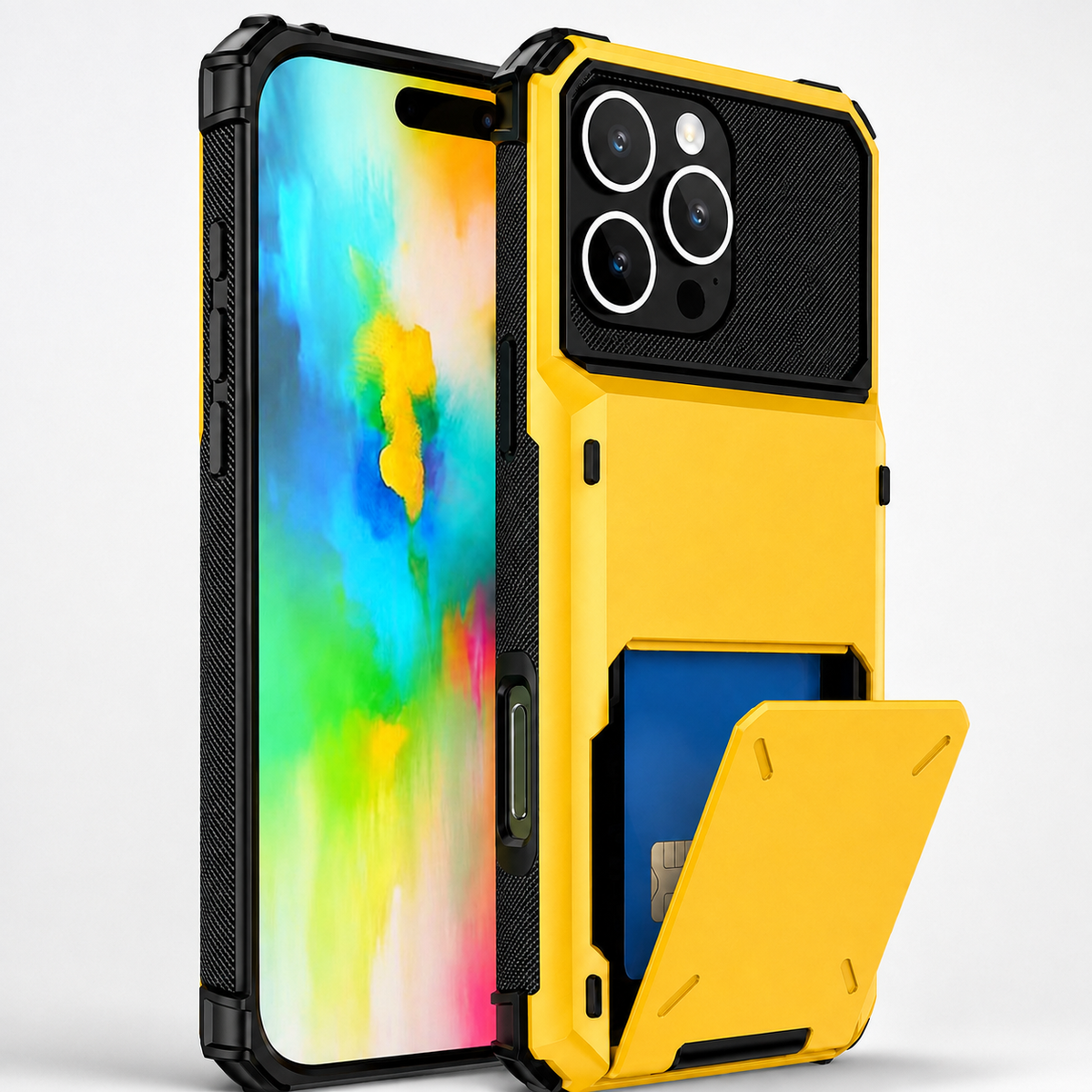 Premium iPhone Case MagSafe Compatible Slide Wallet Card Holder Armor Cover Shockproof Anti Scratch Non Slip Slim Professional Full Protection Durable