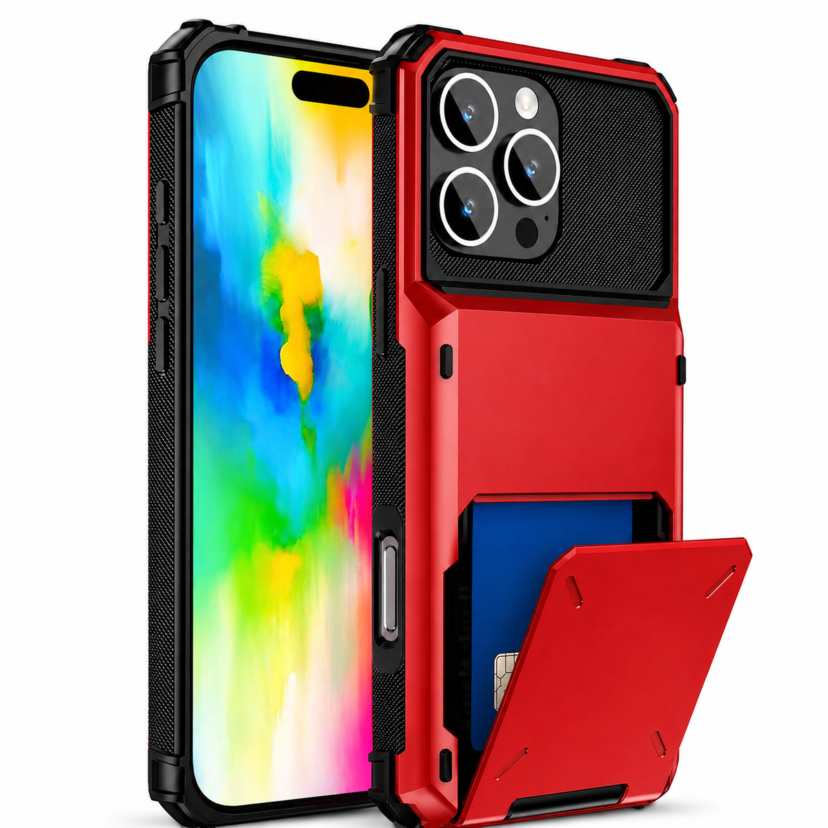 Premium iPhone Case MagSafe Compatible Slide Wallet Card Holder Armor Cover Shockproof Anti Scratch Non Slip Slim Professional Full Protection Durable