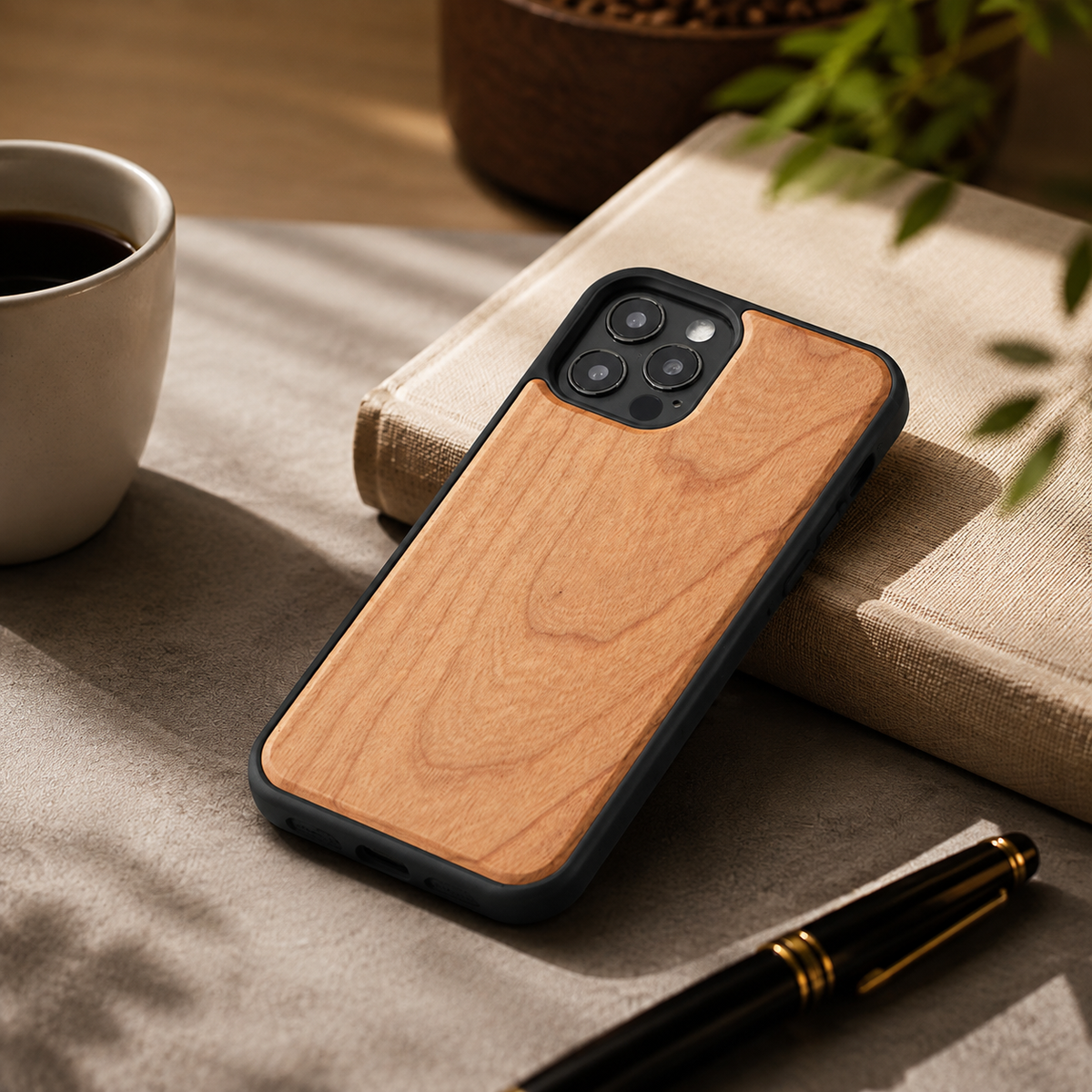 Premium iPhone Case MagSafe Compatible Solid Bamboo Wood Shockproof Hard Back Camera Lens Protection Slim Natural Design Lightweight Protective Cover
