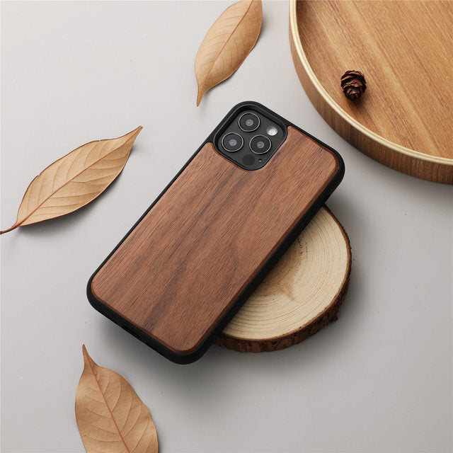 Premium iPhone Case MagSafe Compatible Solid Bamboo Wood Shockproof Hard Back Camera Lens Protection Slim Natural Design Lightweight Protective Cover