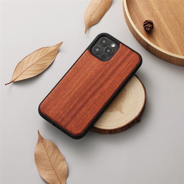 Premium iPhone Case MagSafe Compatible Solid Bamboo Wood Shockproof Hard Back Camera Lens Protection Slim Natural Design Lightweight Protective Cover