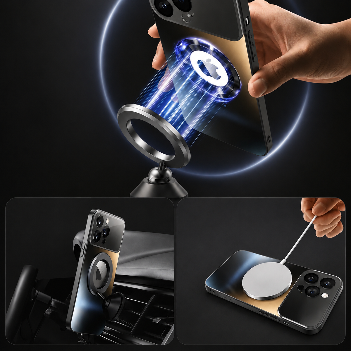 Premium iPhone Case MagSafe Compatible Tempered Glass Protective Cover Shockproof Anti Scratch Camera Lens Guard Slim Light Full Coverage Matte Finish