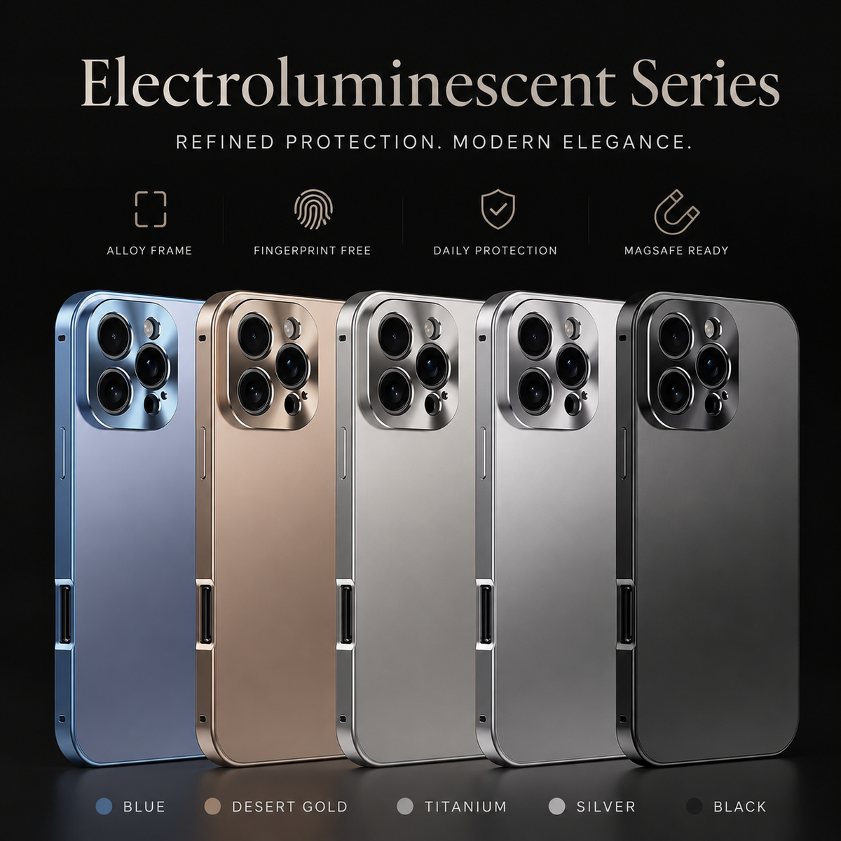Premium iPhone Case MagSafe Compatible Titanium Alloy Magnetic Frame Ultra Thin Frosted Back Camera Lens Protection Shockproof Anti Fingerprint Slim Cover