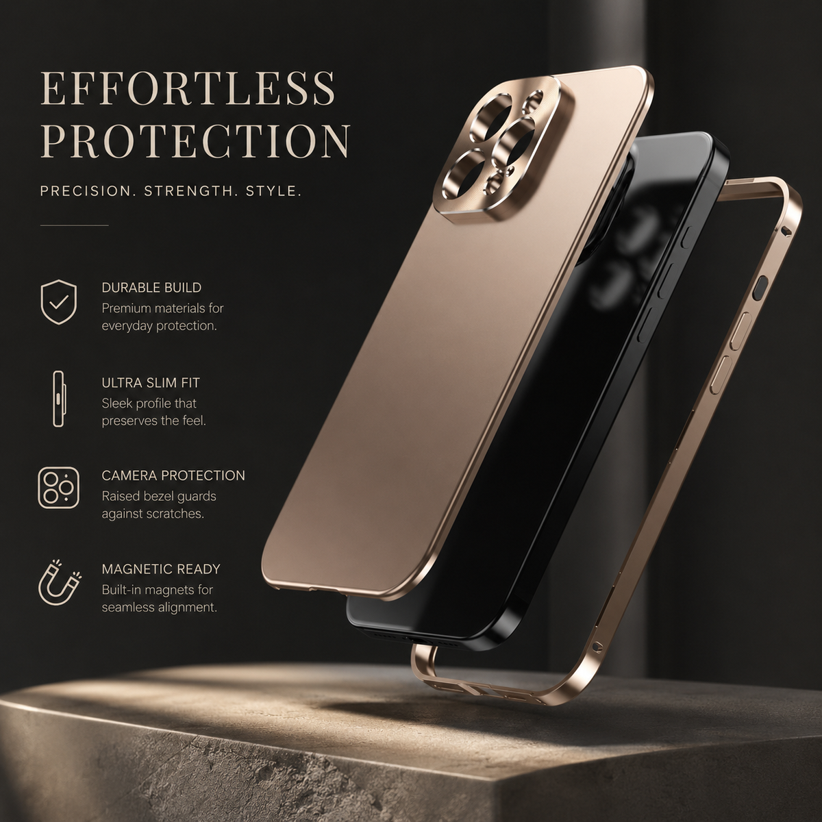 Premium iPhone Case MagSafe Compatible Titanium Alloy Magnetic Frame Ultra Thin Frosted Back Camera Lens Protection Shockproof Anti Fingerprint Slim Cover