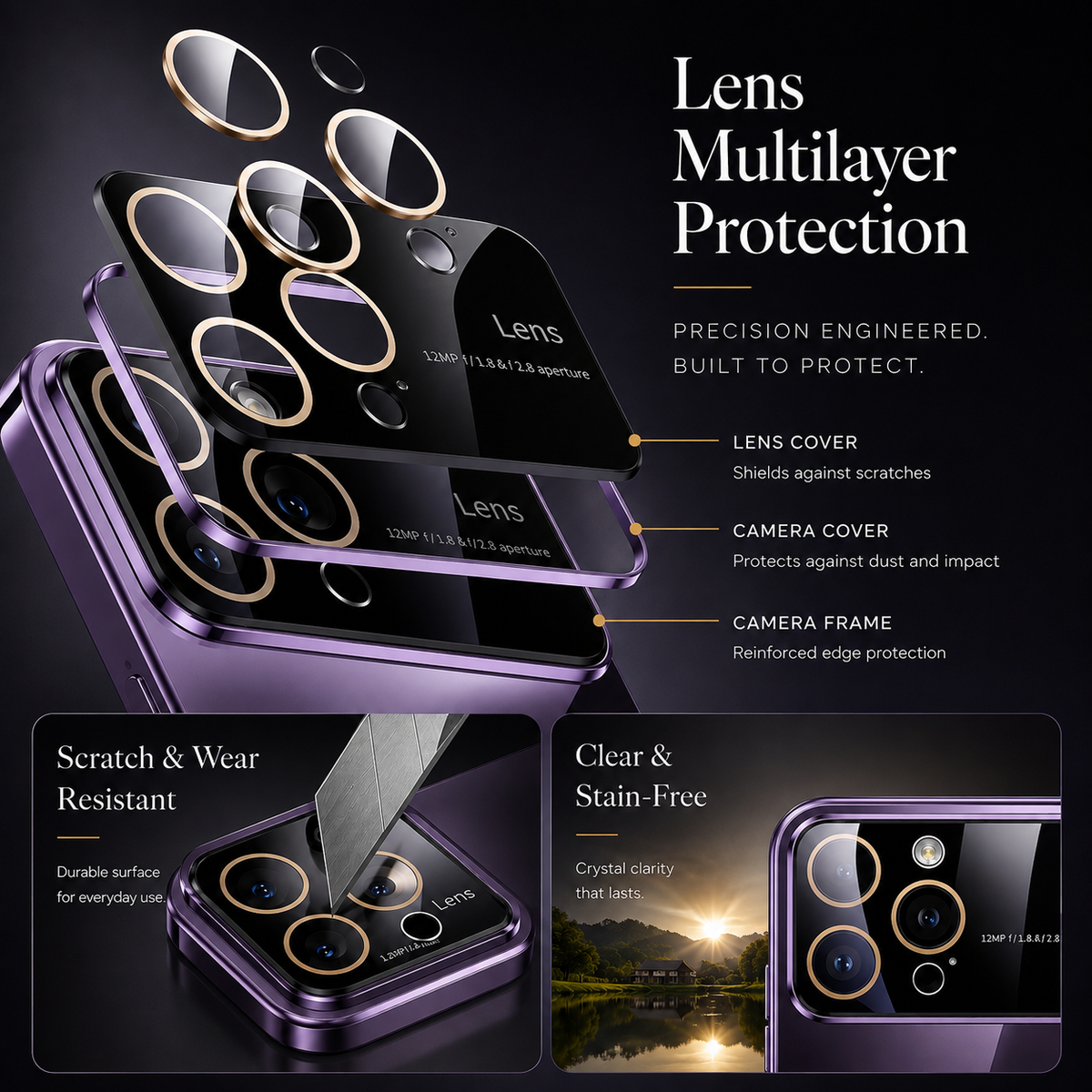 Premium iPhone Case MagSafe Compatible Transparent Acrylic Protective Cover Shockproof Tempered Camera Lens Guard Anti Scratch Slim Clear Coverage Fit