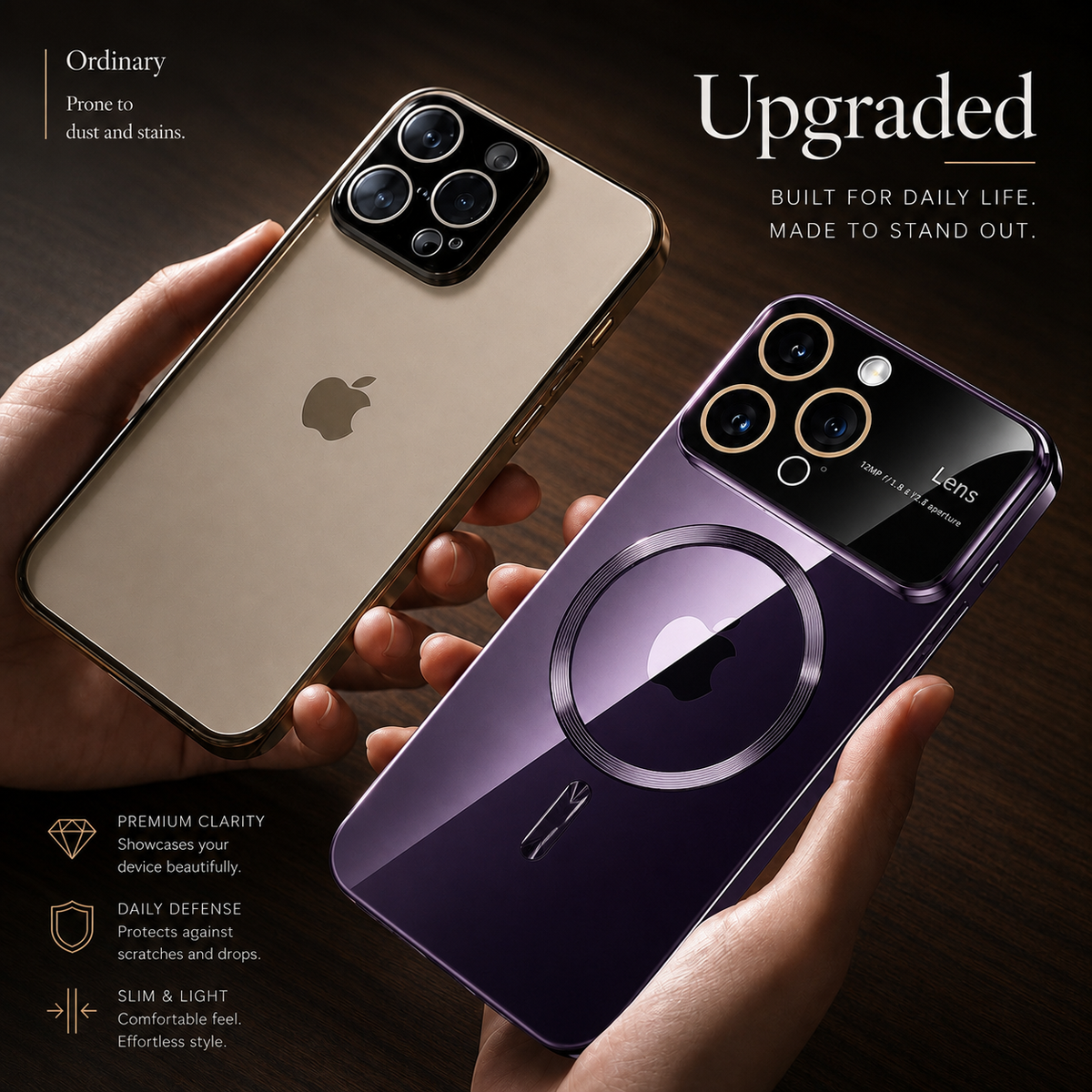 Premium iPhone Case MagSafe Compatible Transparent Acrylic Protective Cover Shockproof Tempered Camera Lens Guard Anti Scratch Slim Clear Coverage Fit