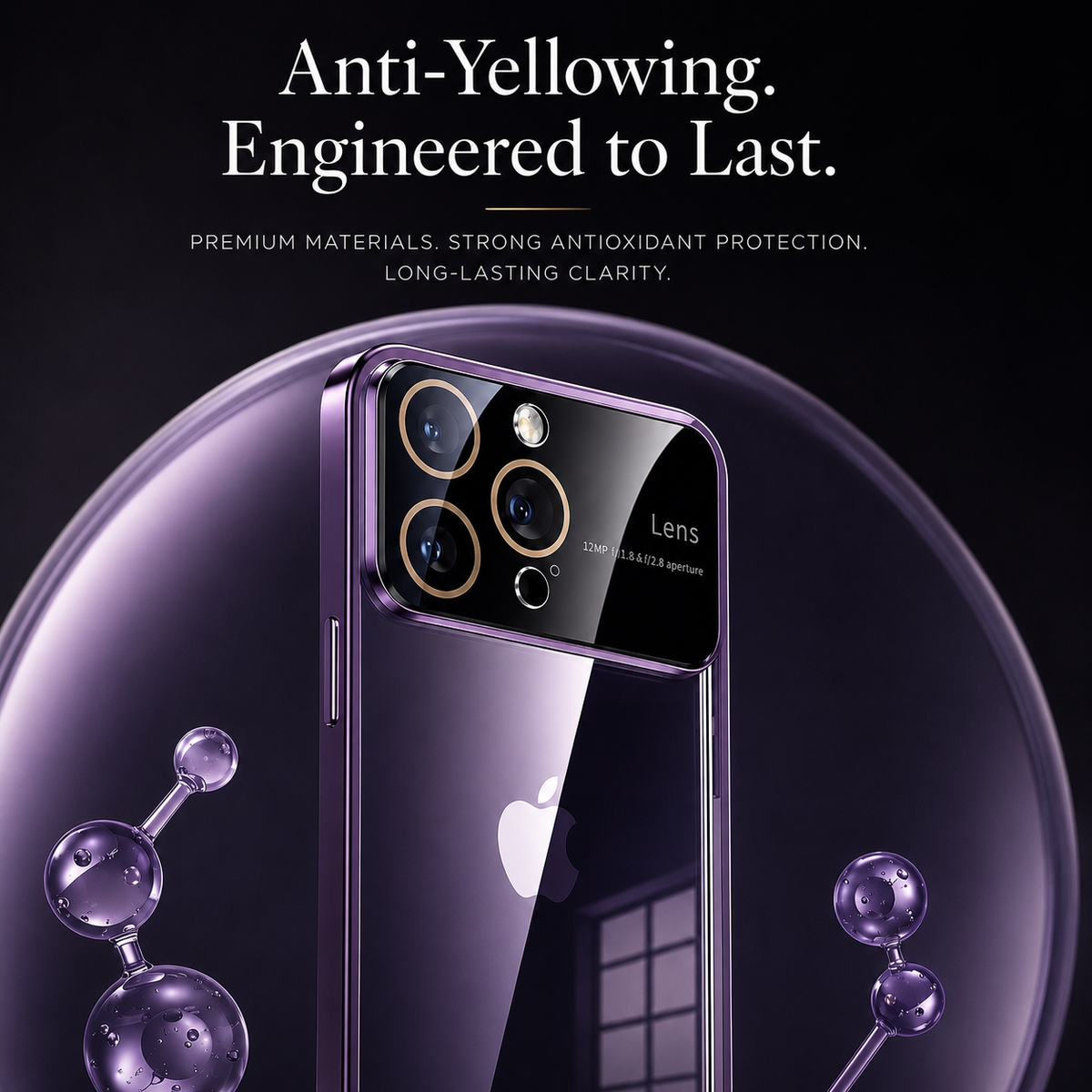Premium iPhone Case MagSafe Compatible Transparent Acrylic Protective Cover Shockproof Tempered Camera Lens Guard Anti Scratch Slim Clear Coverage Fit