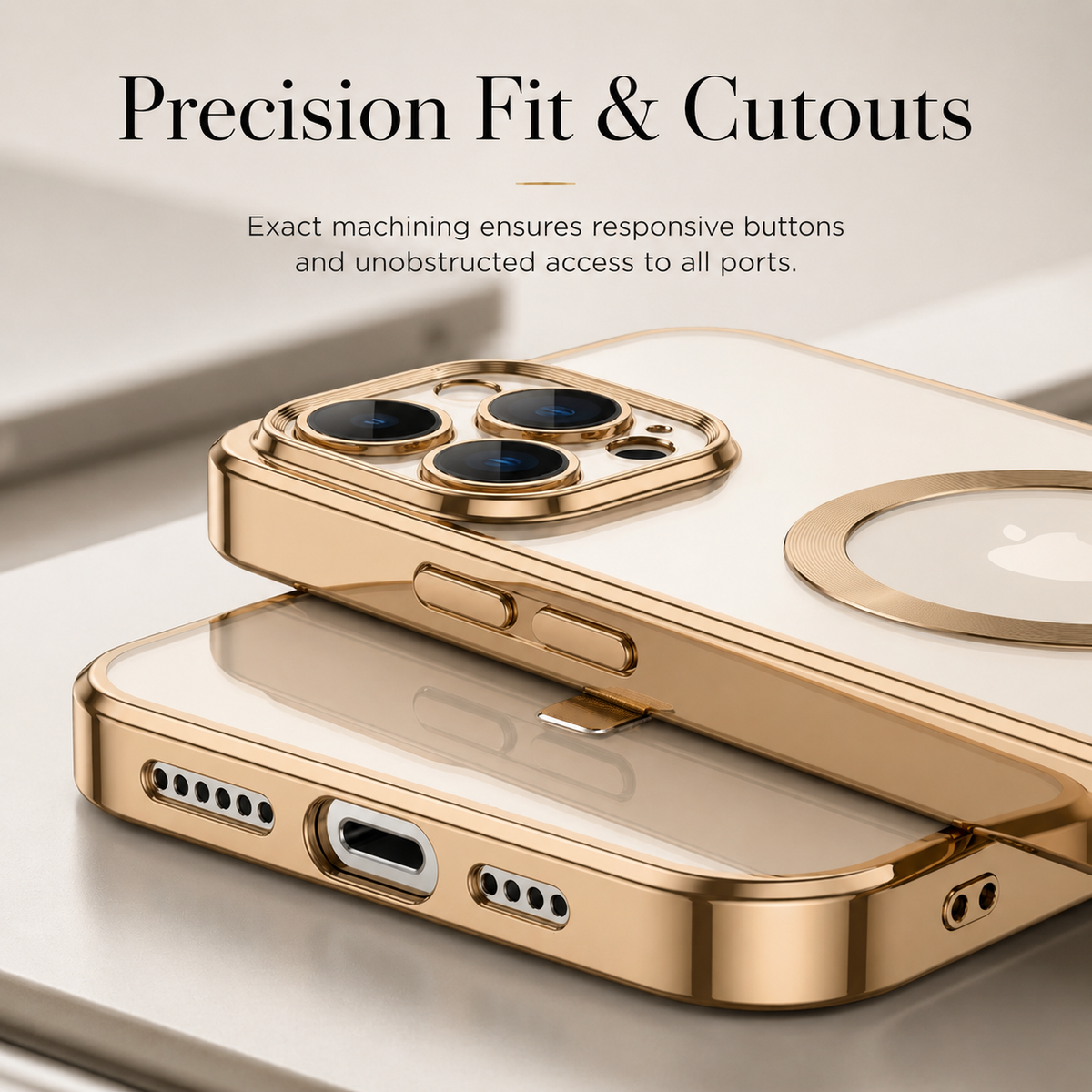 Premium iPhone Case MagSafe Compatible Transparent TPU Shockproof Protective Cover Camera Lens Guard Anti Scratch Desert Gold Slim Lightweight Design
