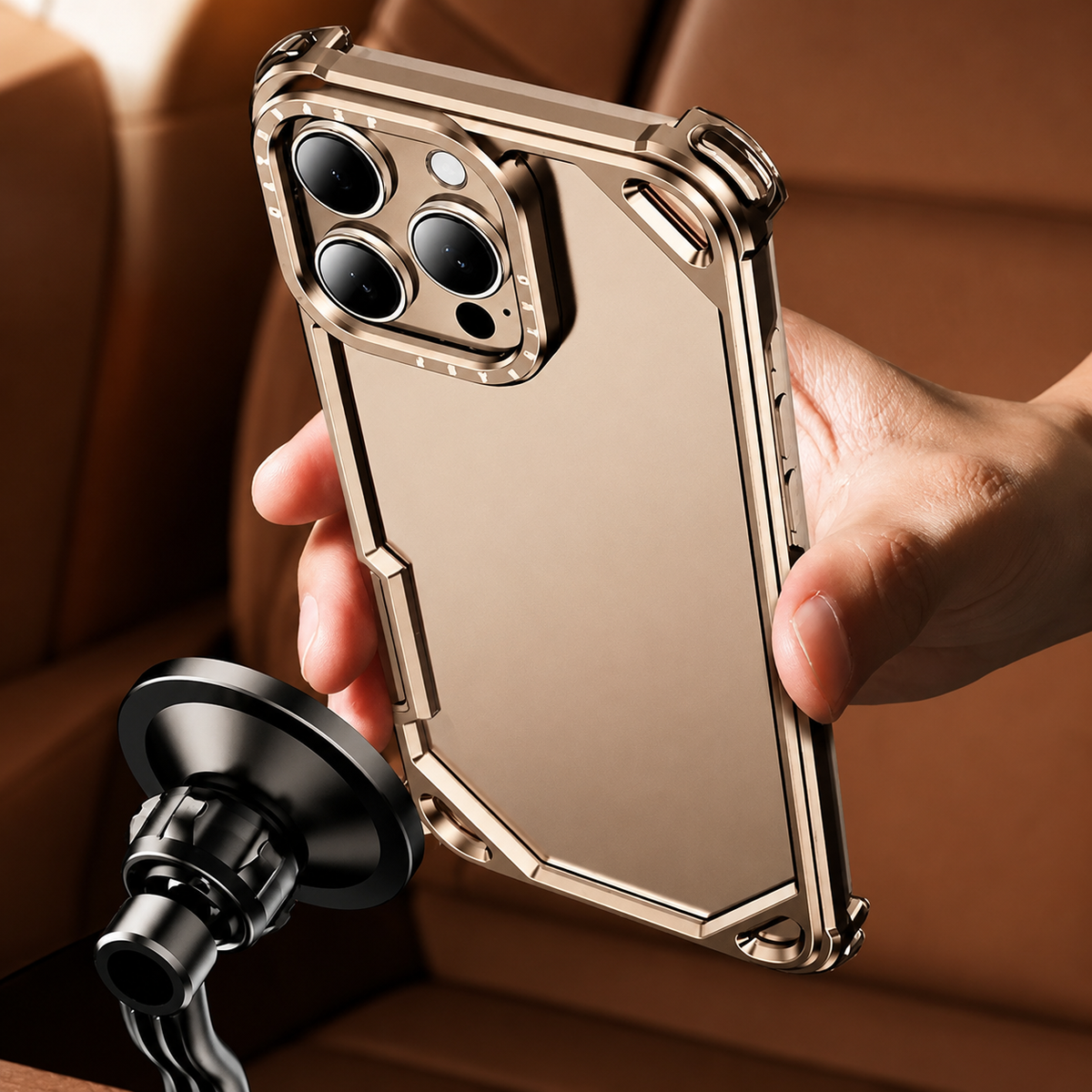 Premium iPhone Case MagSafe Compatible Ultra Thin Aluminum Metal Bumper Shockproof Cover Matte Lightweight Slim Edge Protection Anti Scratch Slim Case