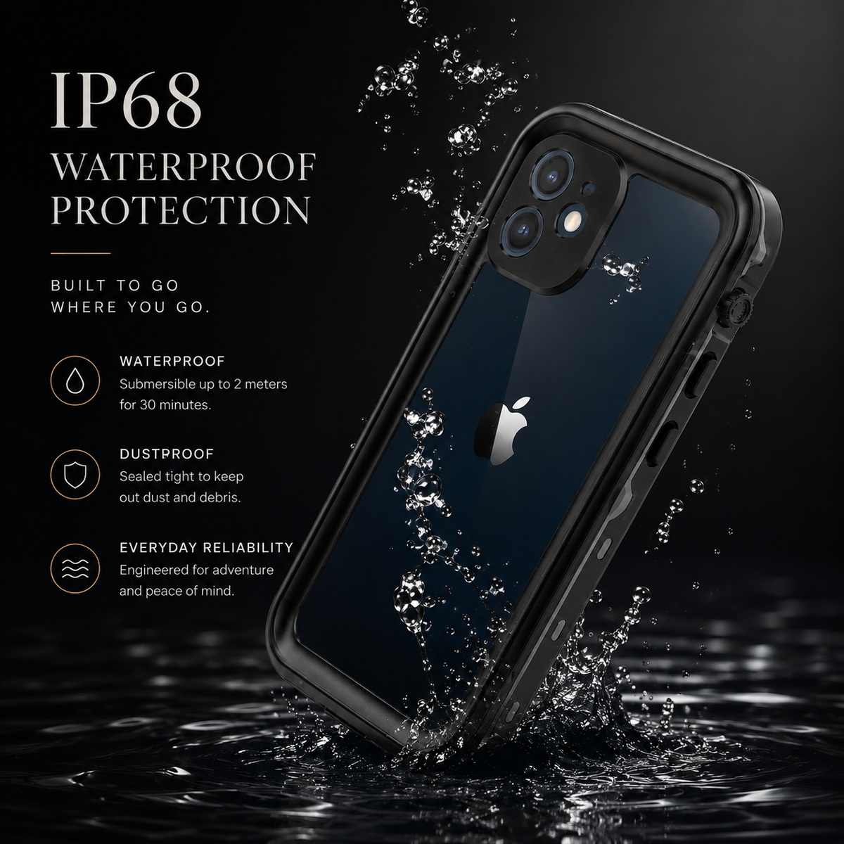 Premium iPhone Case MagSafe Compatible Waterproof IP68 Protective Cover Full Body Shockproof Sealed Transparent Design Camera Screen Protection